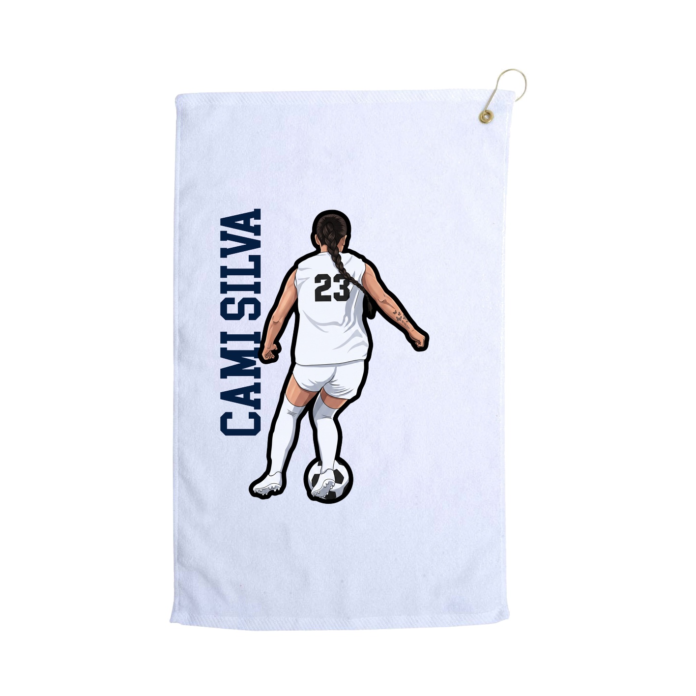 Golf Towel — Name Vertical in White
