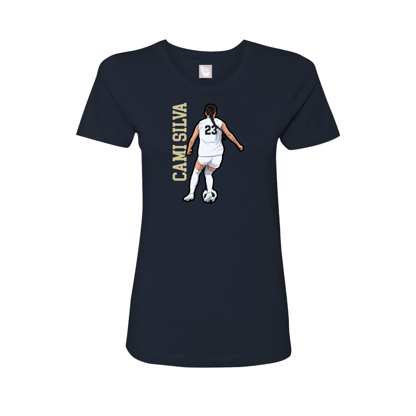 Fitted Women's Tee — Name Vertical in Navy