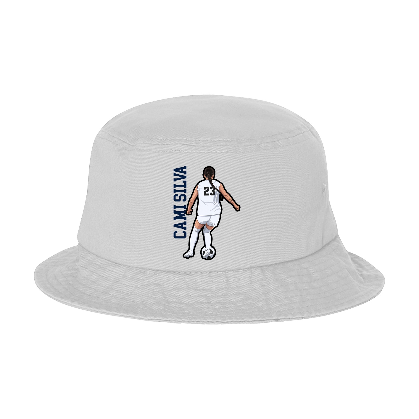 Bucket Cap — Name Vertical in White