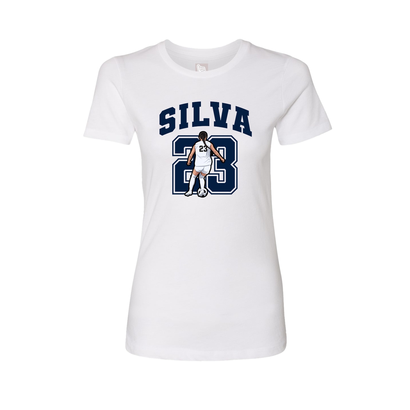 Fitted Women's Tee — Number in White