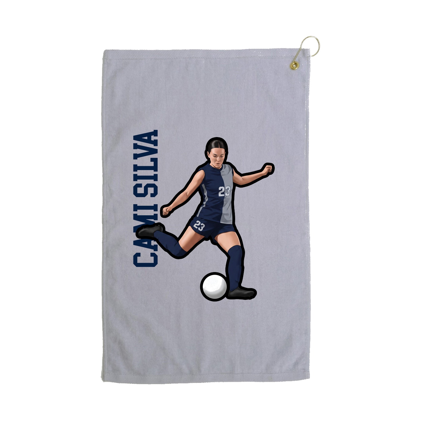 Golf Towel — Name Vertical in Grey