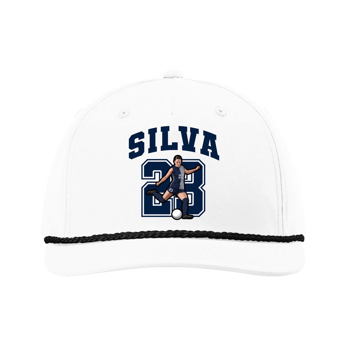 Five-Panel Classic Rope Cap — Number in White
