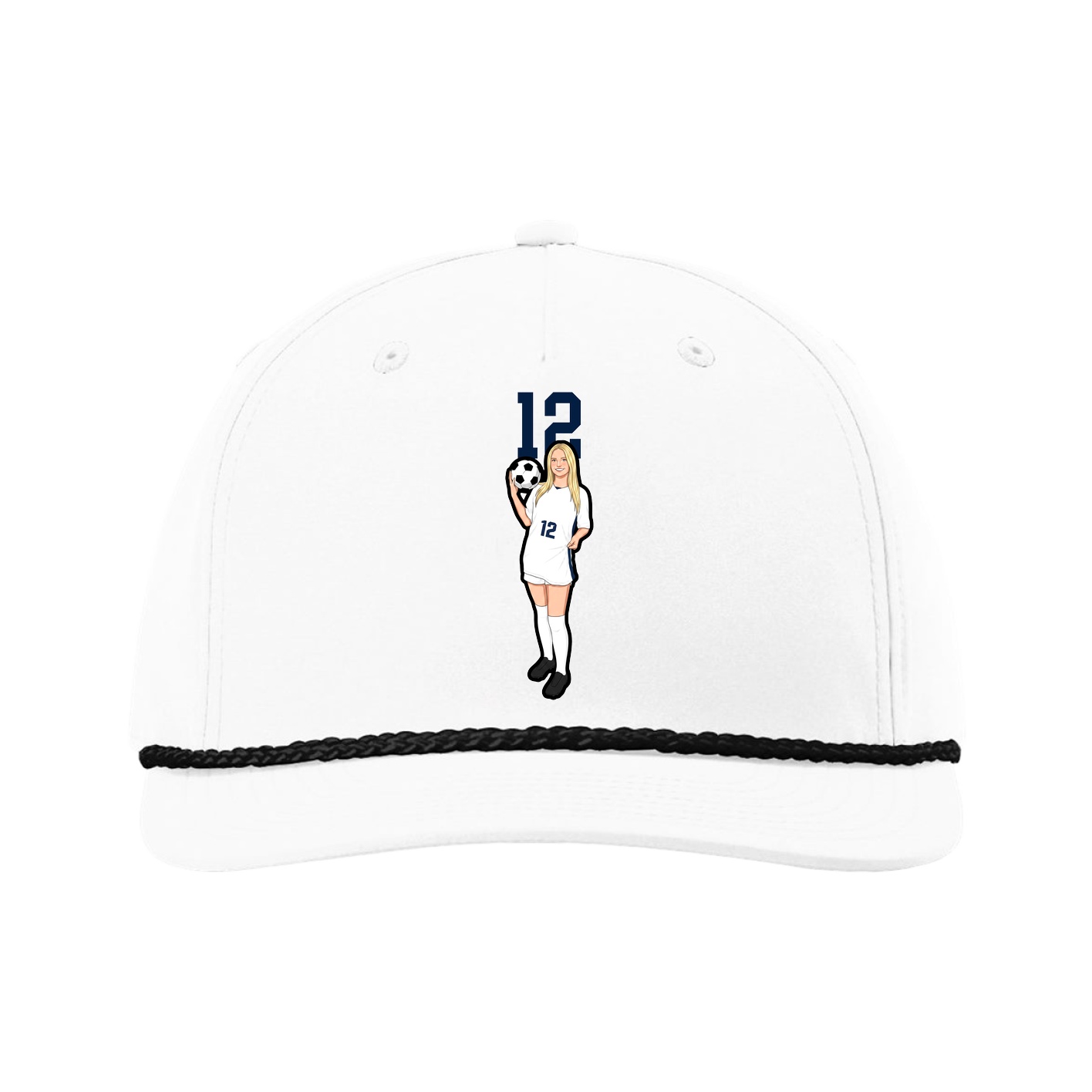 Five-Panel Classic Rope Cap — Number Top in White