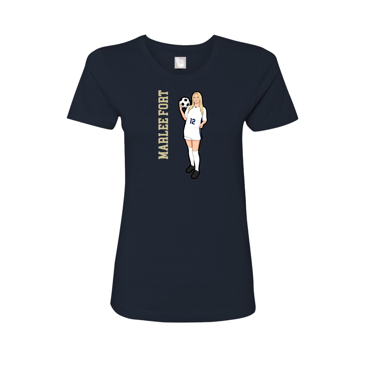 Fitted Women's Tee — Name Vertical in Navy