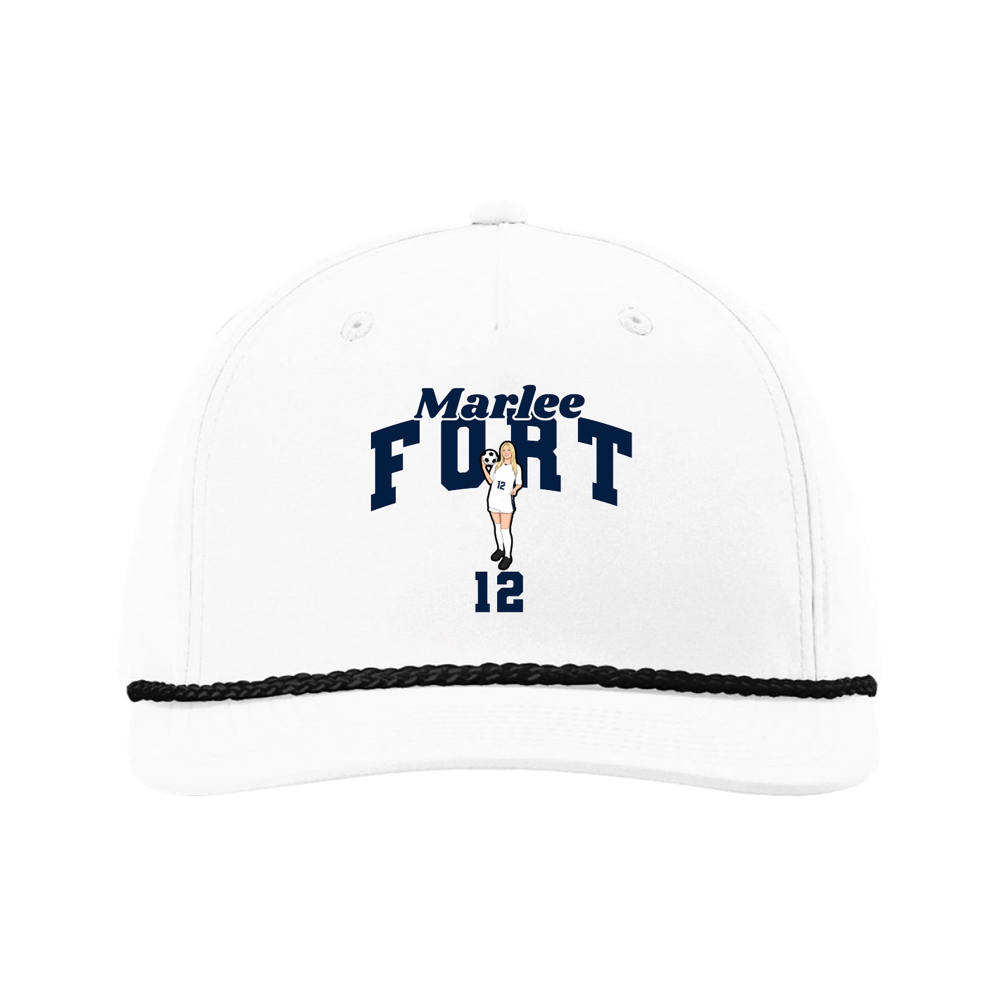 Five-Panel Classic Rope Cap — Signature Arch in White