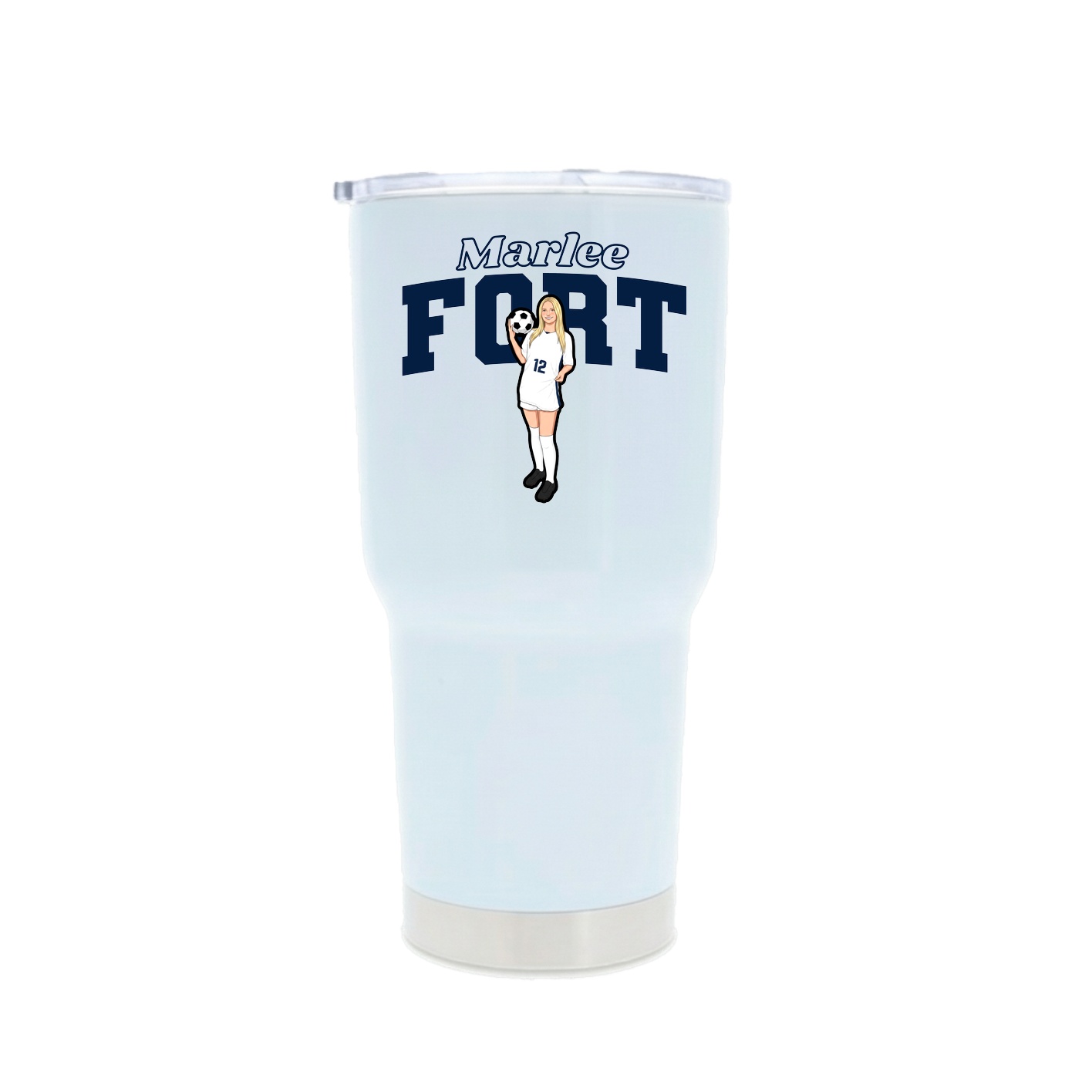 30oz Stainless Steel Tumbler — Name Arch in White