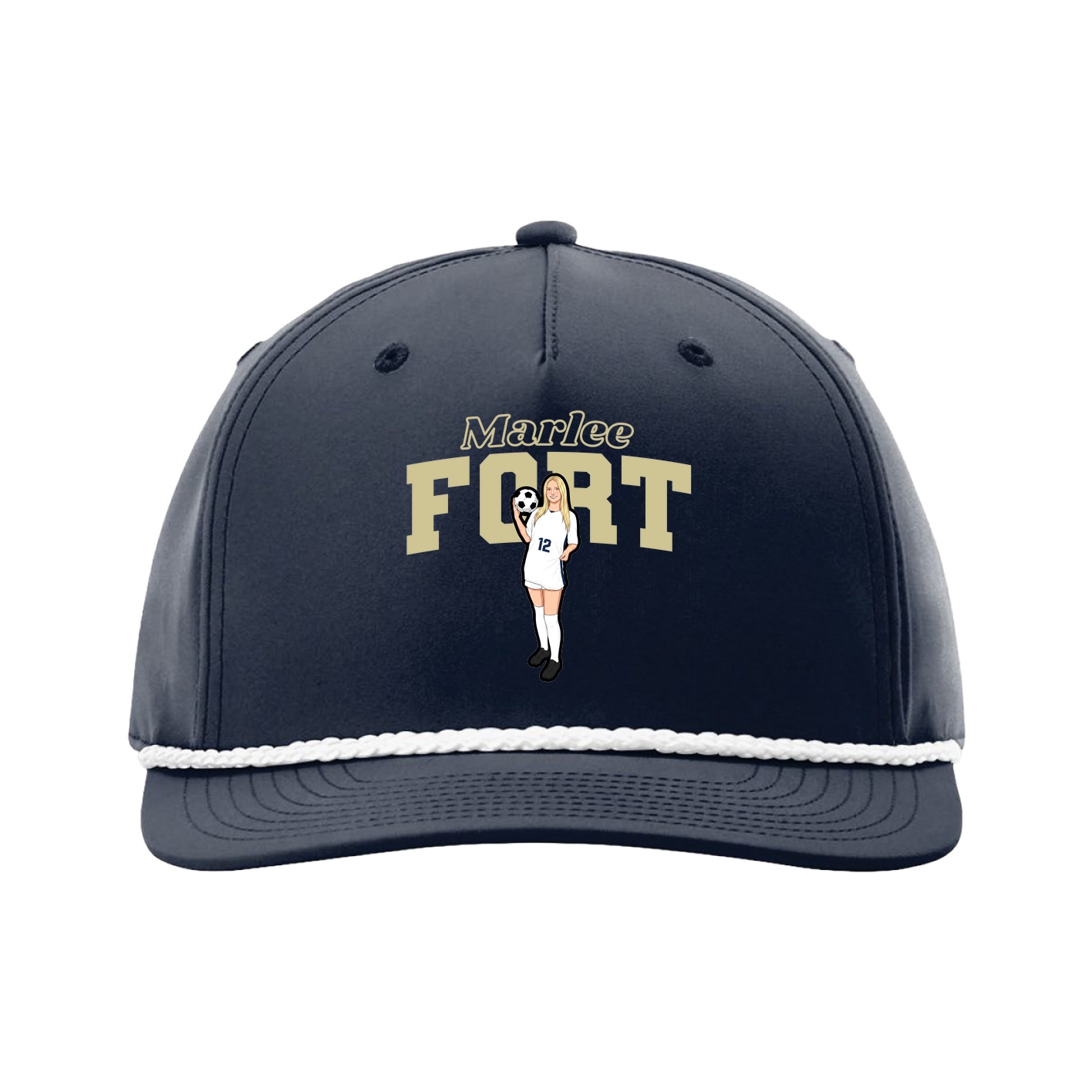 Five-Panel Classic Rope Cap — Name Arch in Navy