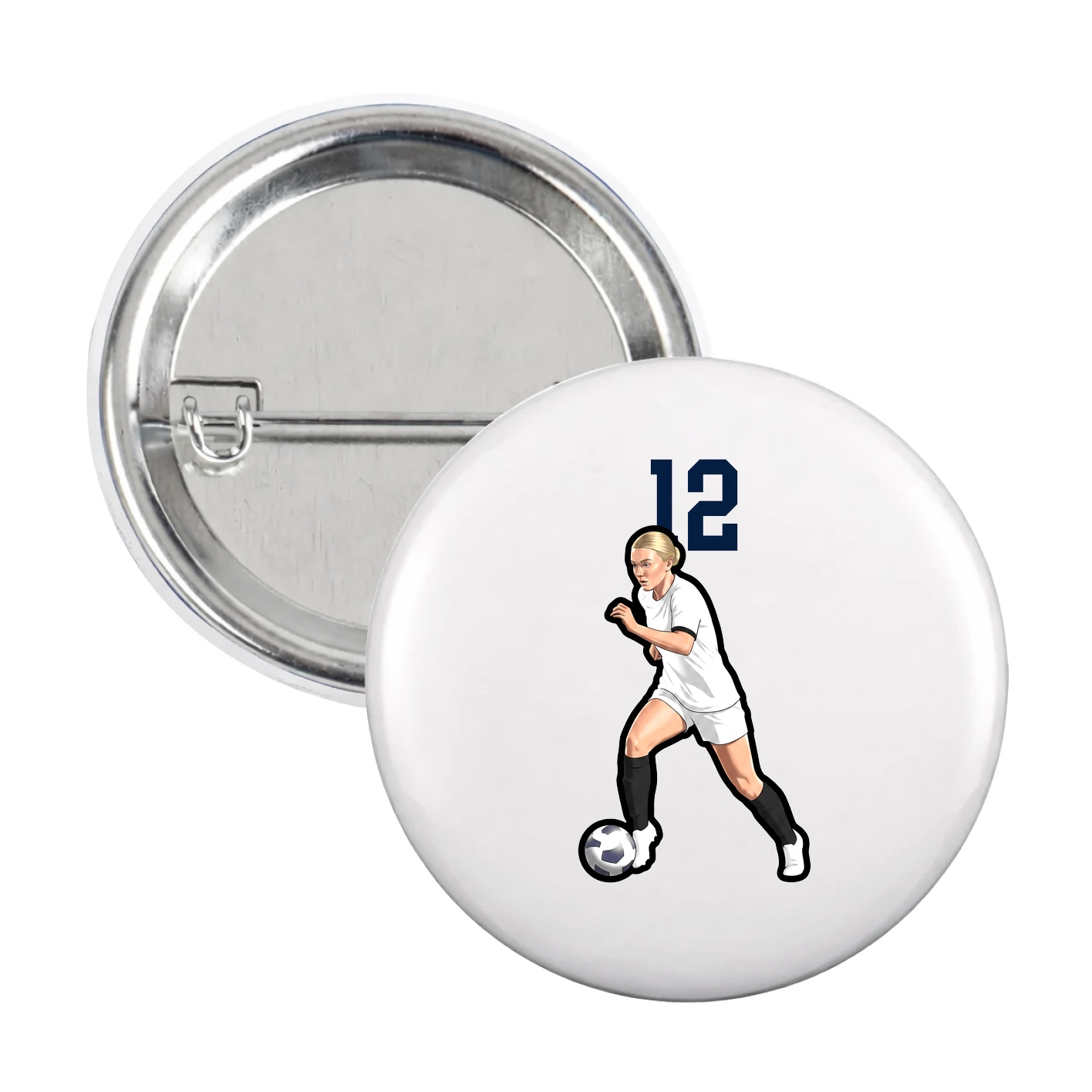 Game Day Button — Number Top in White