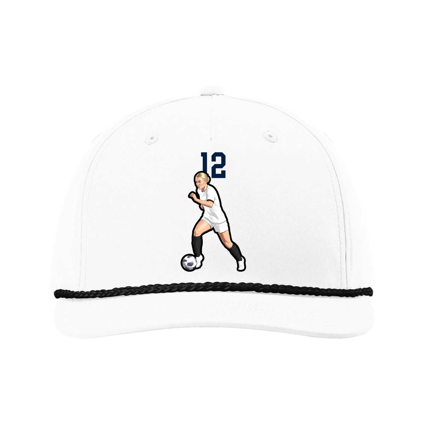 Five-Panel Classic Rope Cap — Number Top in White