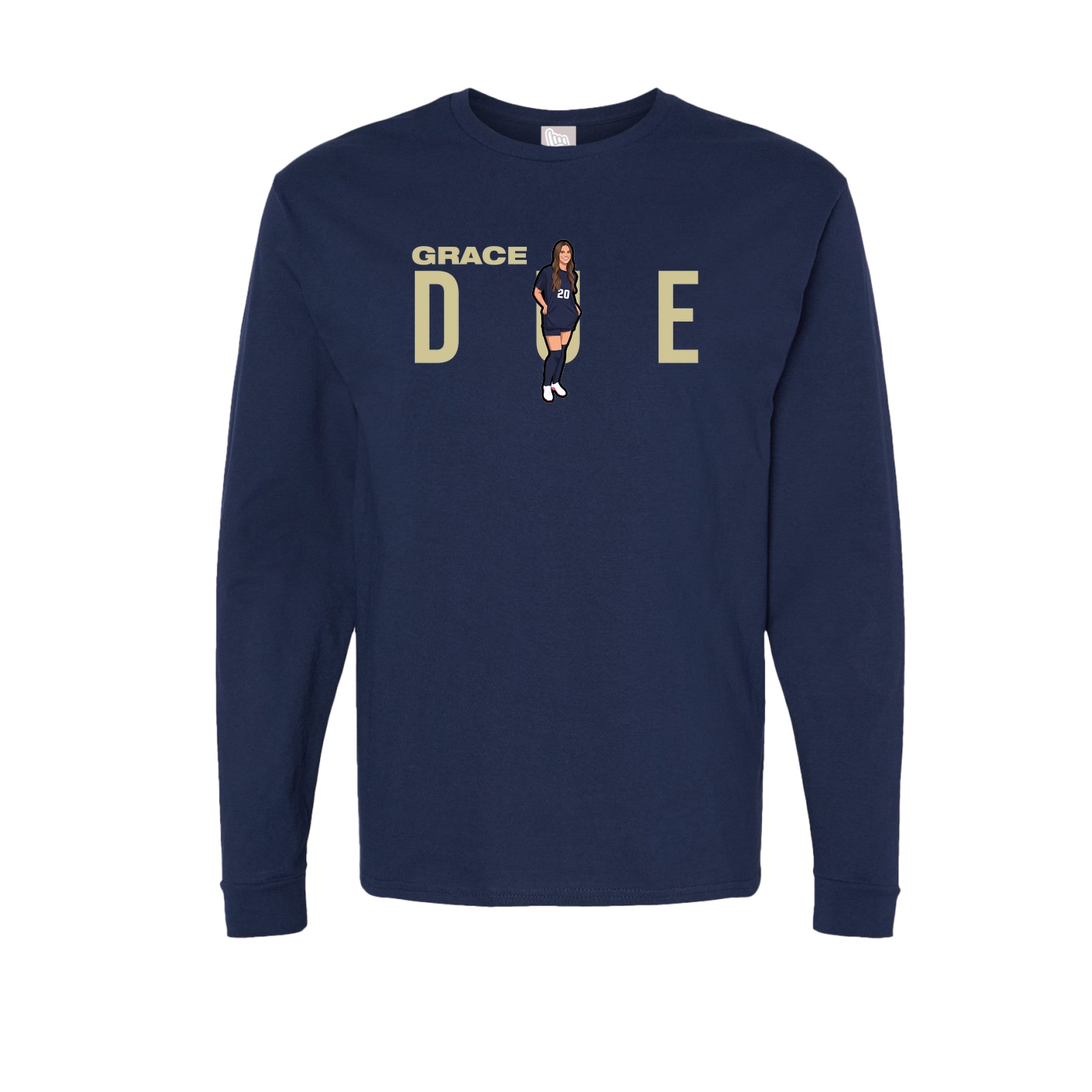 Long Sleeve Tee — Player Name in Navy