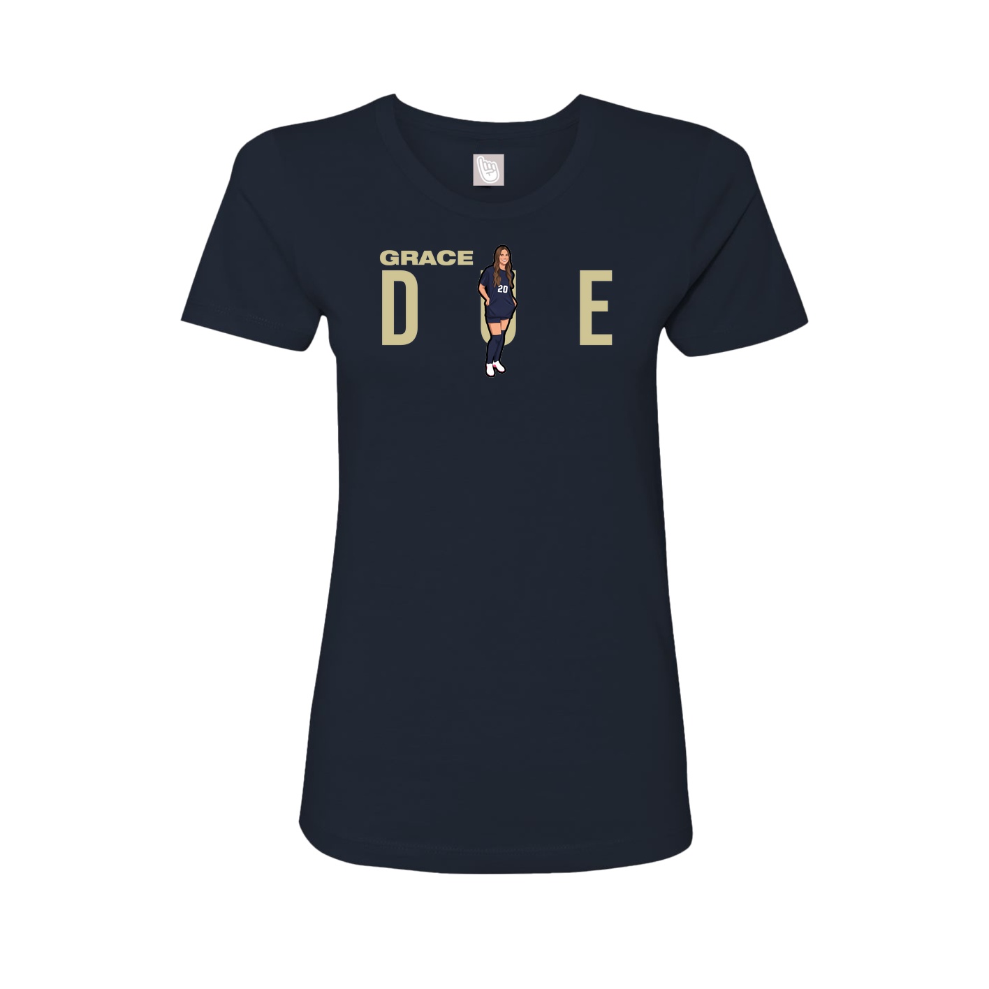 Fitted Women's Tee — Player Name in Navy