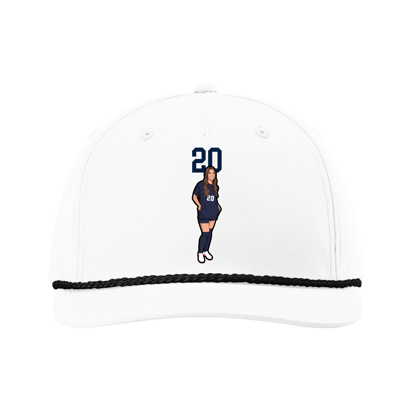 Five-Panel Classic Rope Cap — Number Top in White