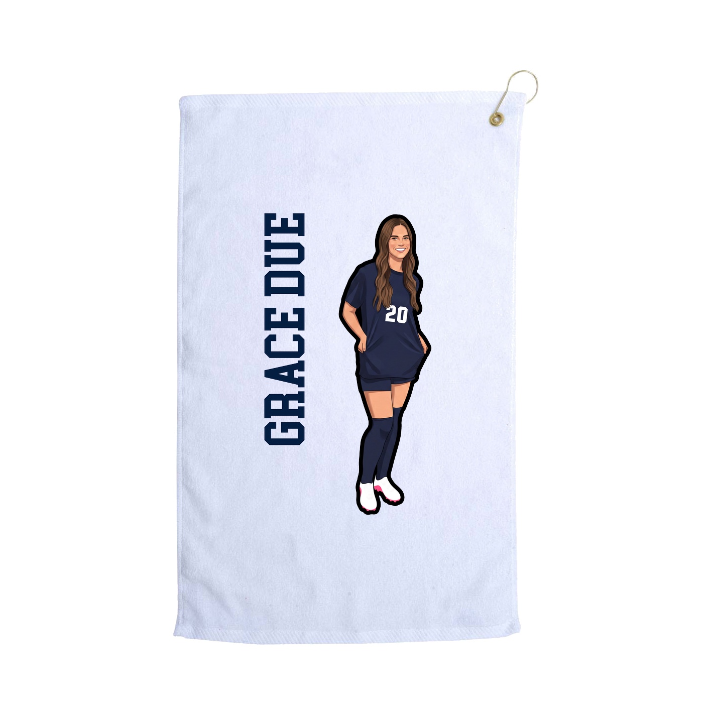 Golf Towel — Name Vertical in White