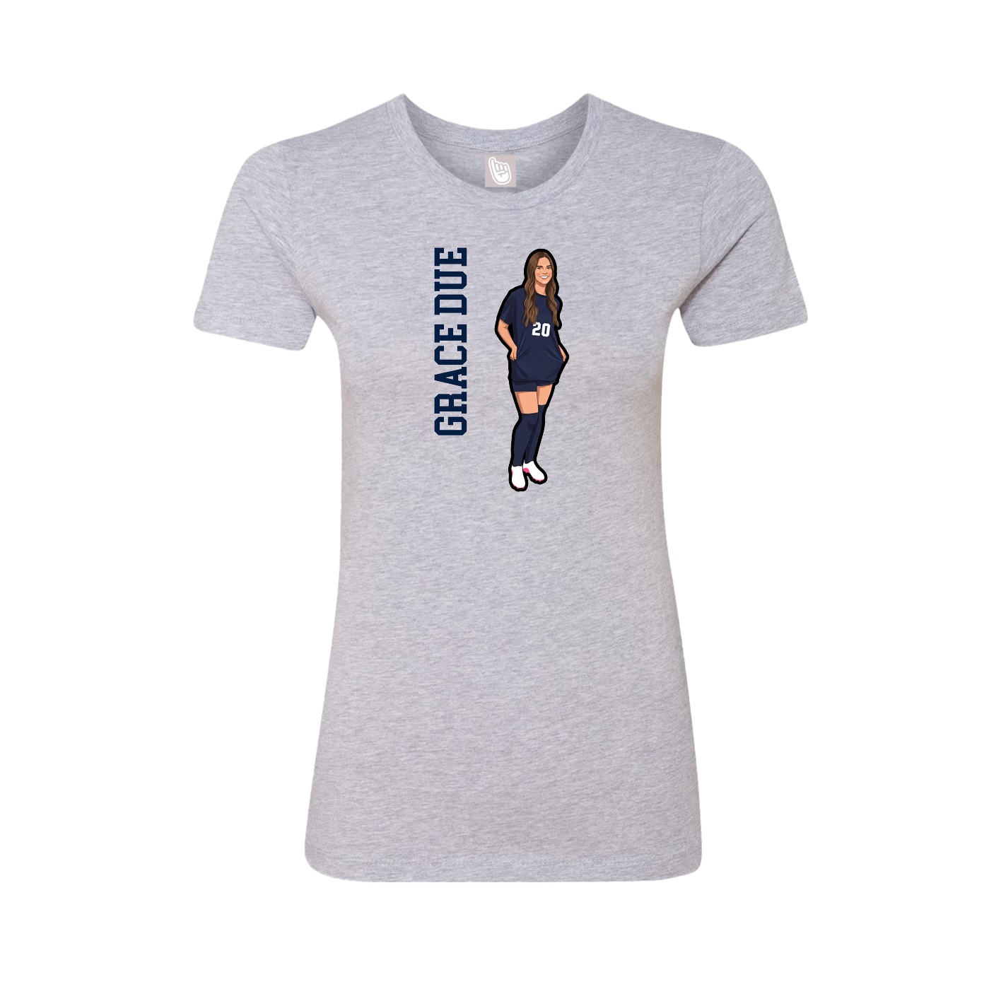 Fitted Women's Tee — Name Vertical in Grey