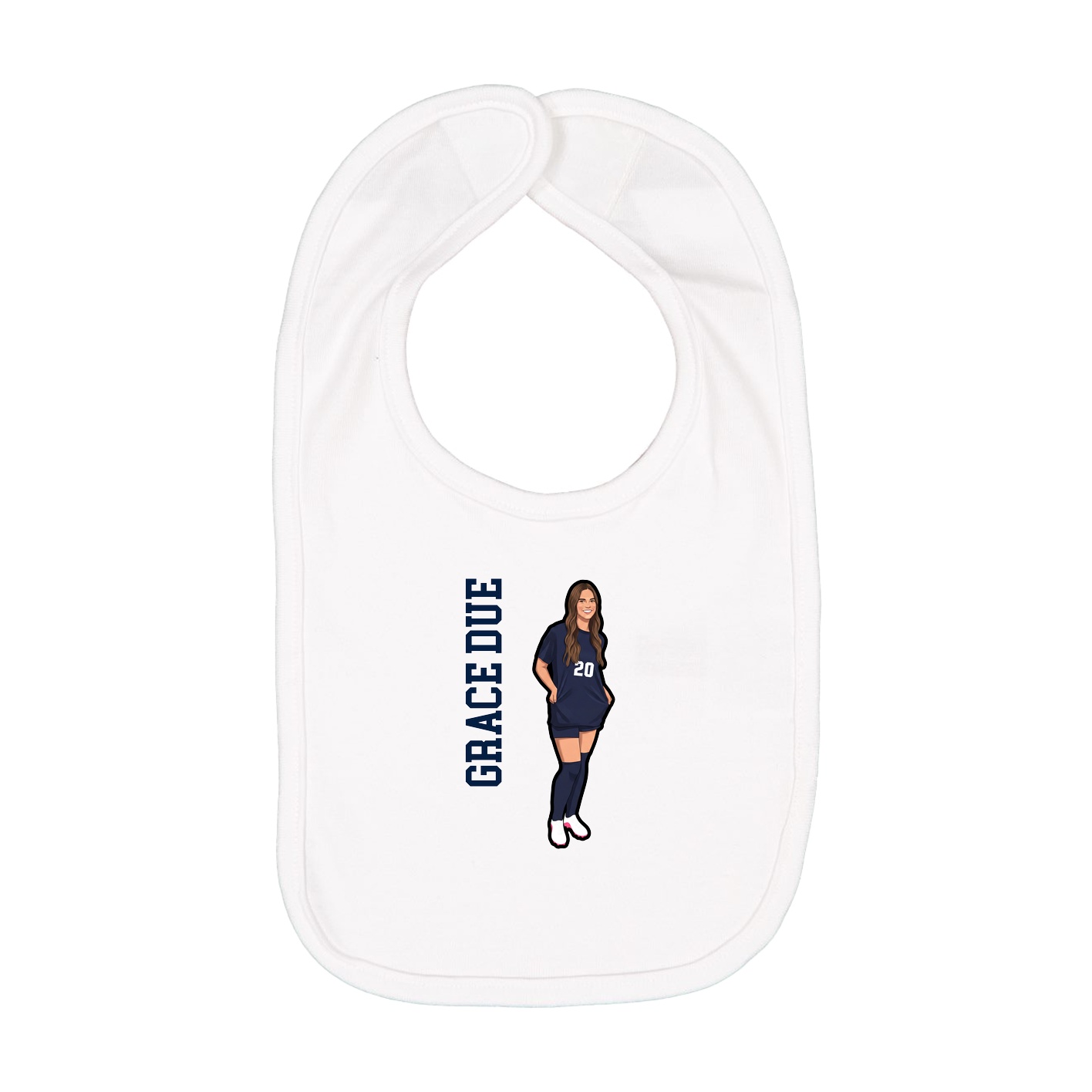 Infant Bib — Name Vertical in White