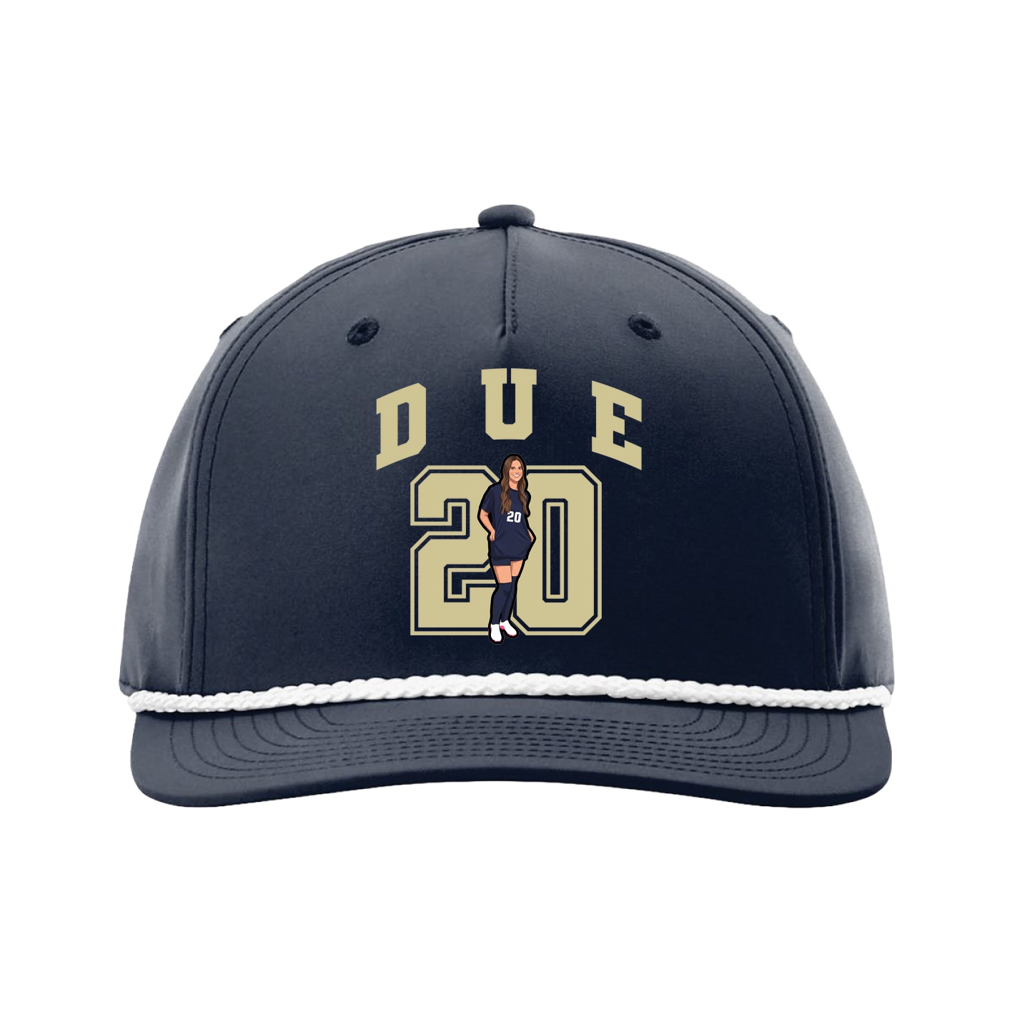 Five-Panel Classic Rope Cap — Number in Navy