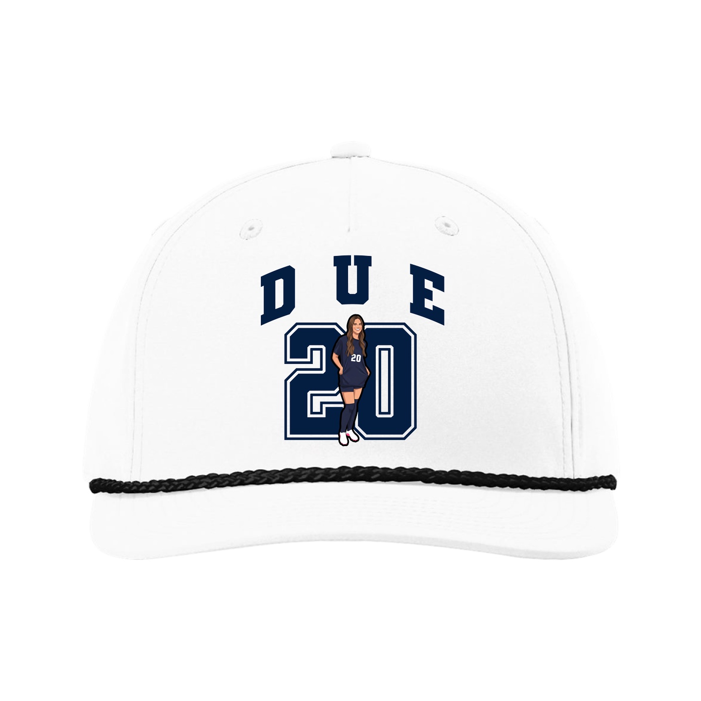 Five-Panel Classic Rope Cap — Number in White