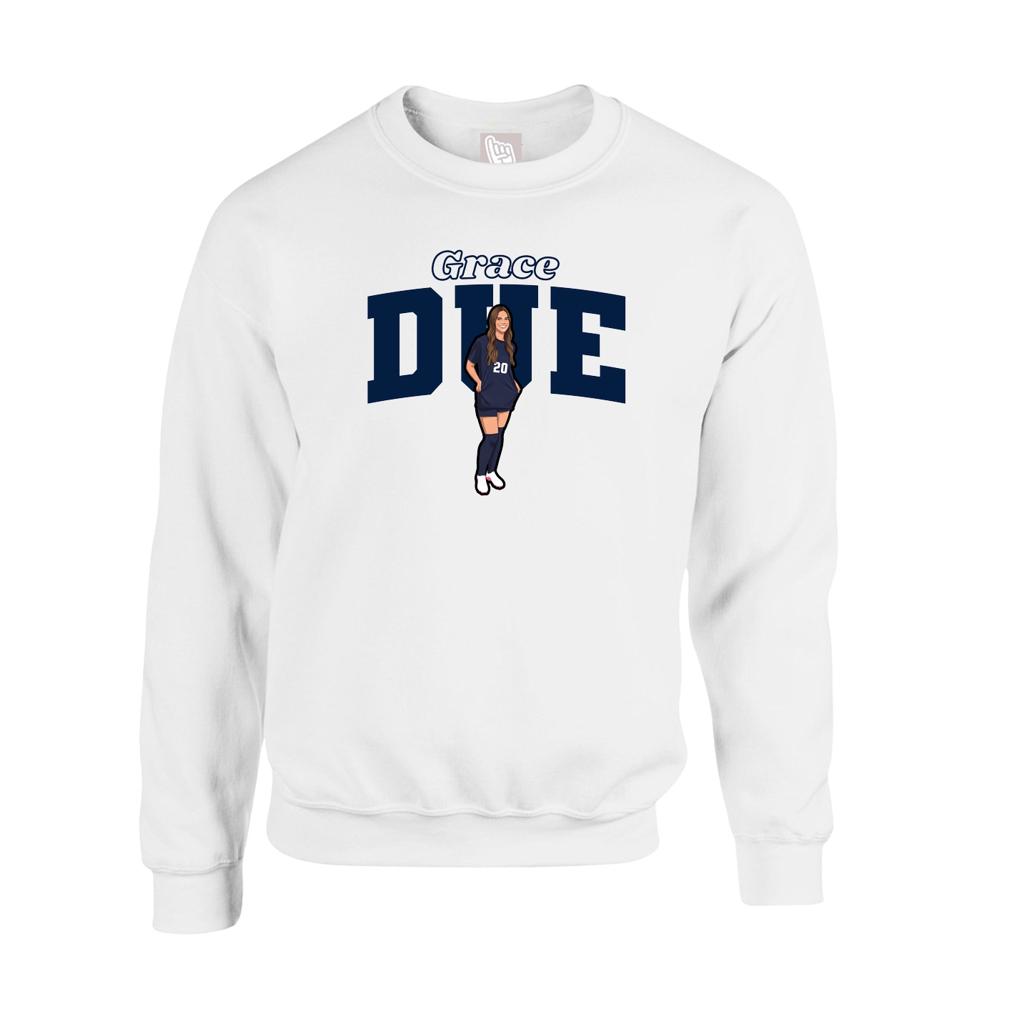 Fleece Crew — Name Arch in White
