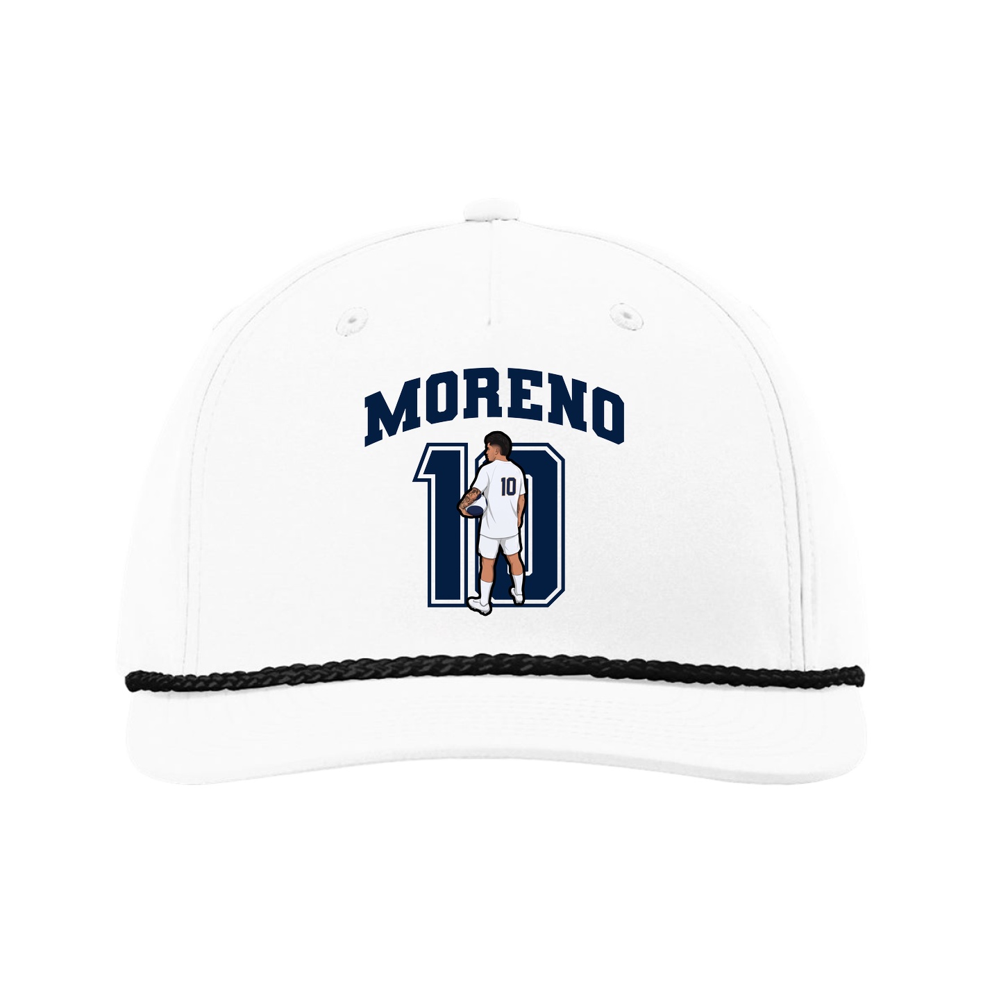 Five-Panel Classic Rope Cap — Number in White