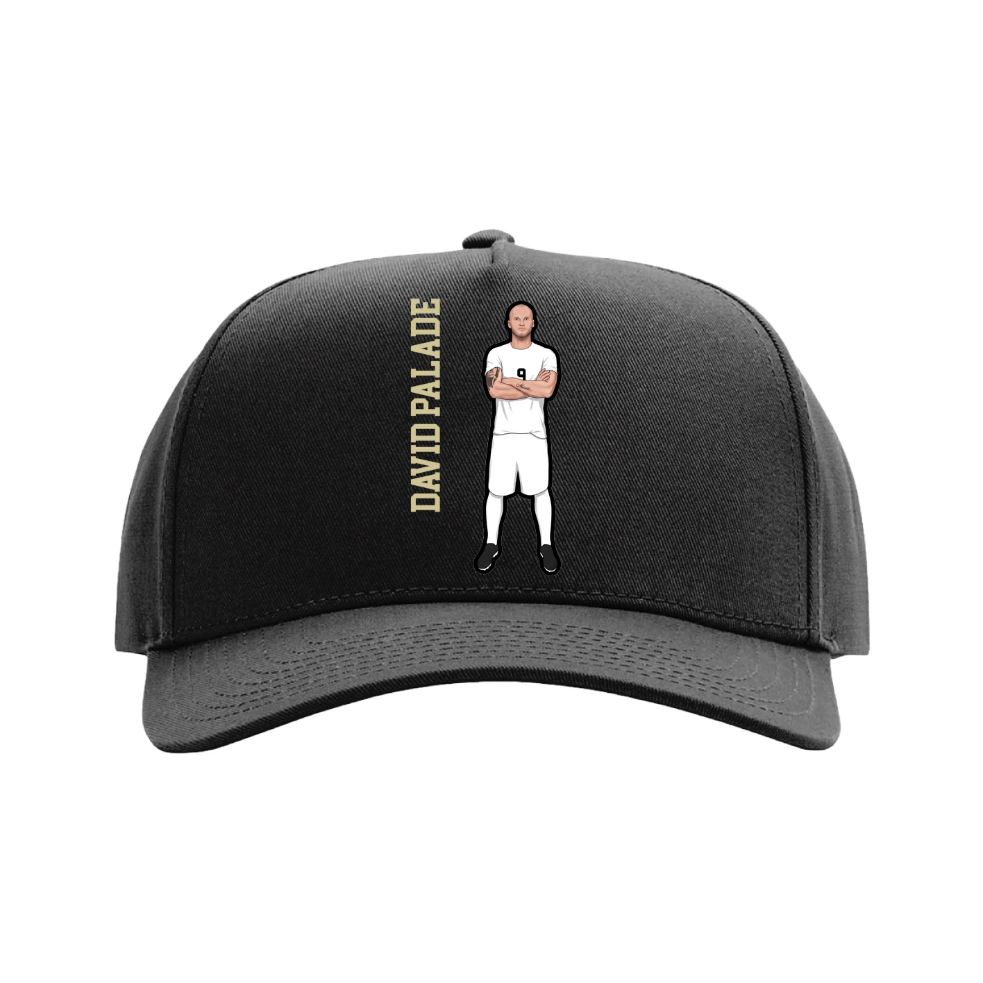 Full Fabric Five-Panel Champ Cap — Name Vertical in Black