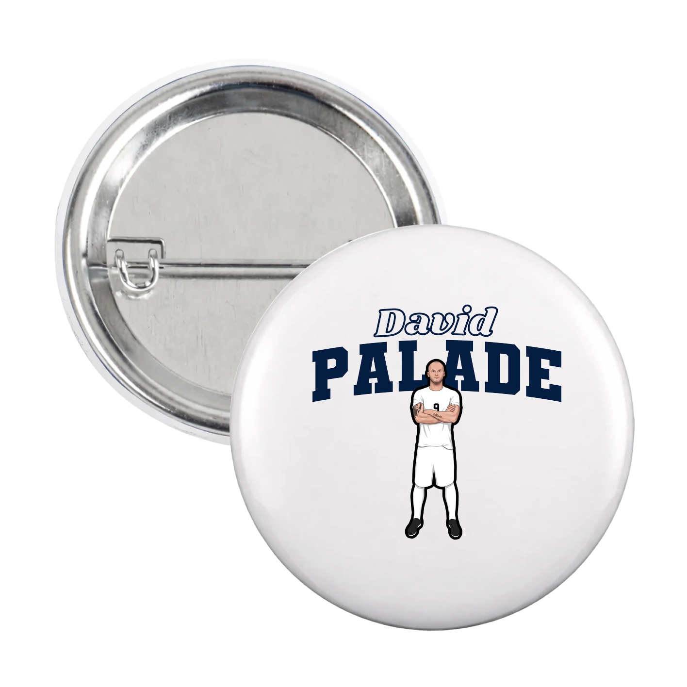 Game Day Button — Name Arch in White