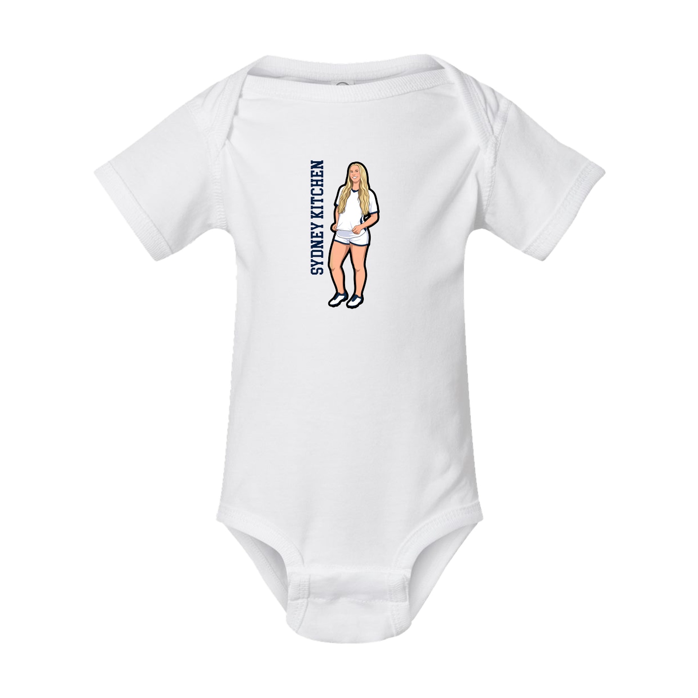Baby Onesie — Name Vertical in White