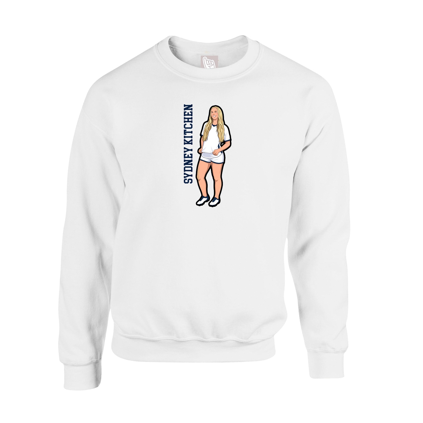 Fleece Crew — Name Vertical in White