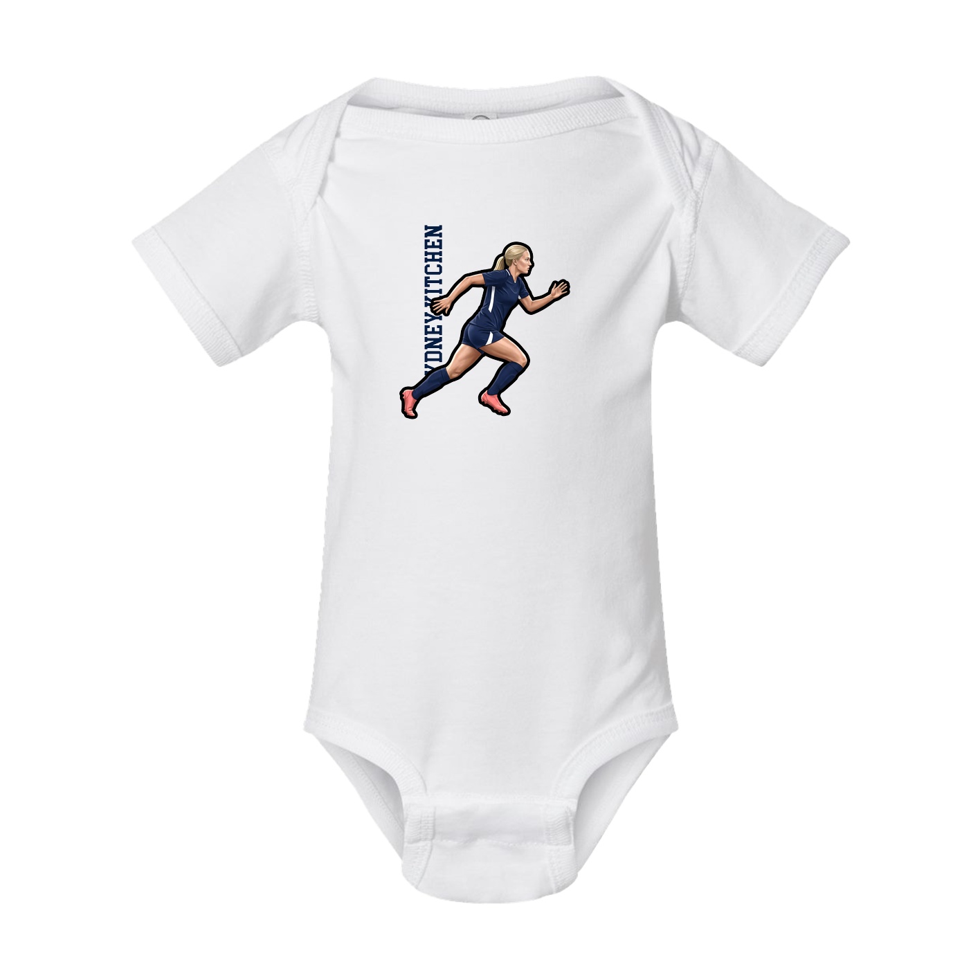 Baby Onesie — Name Vertical in White