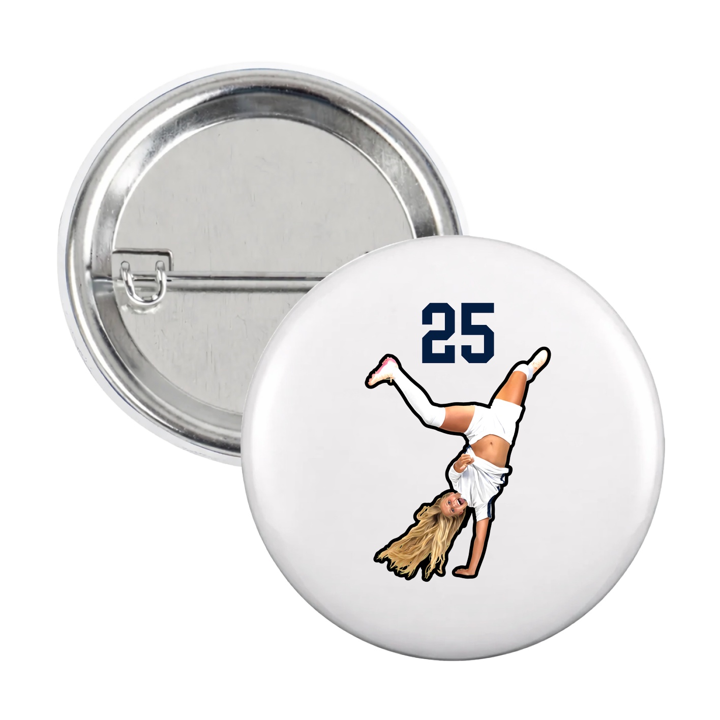 Game Day Button — Number Top in White