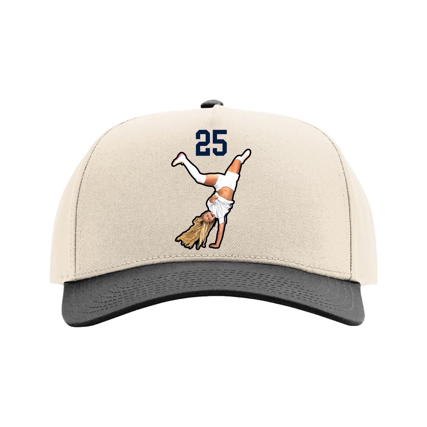 Full Fabric Five-Panel Champ Cap — Number Top in Cream/Black