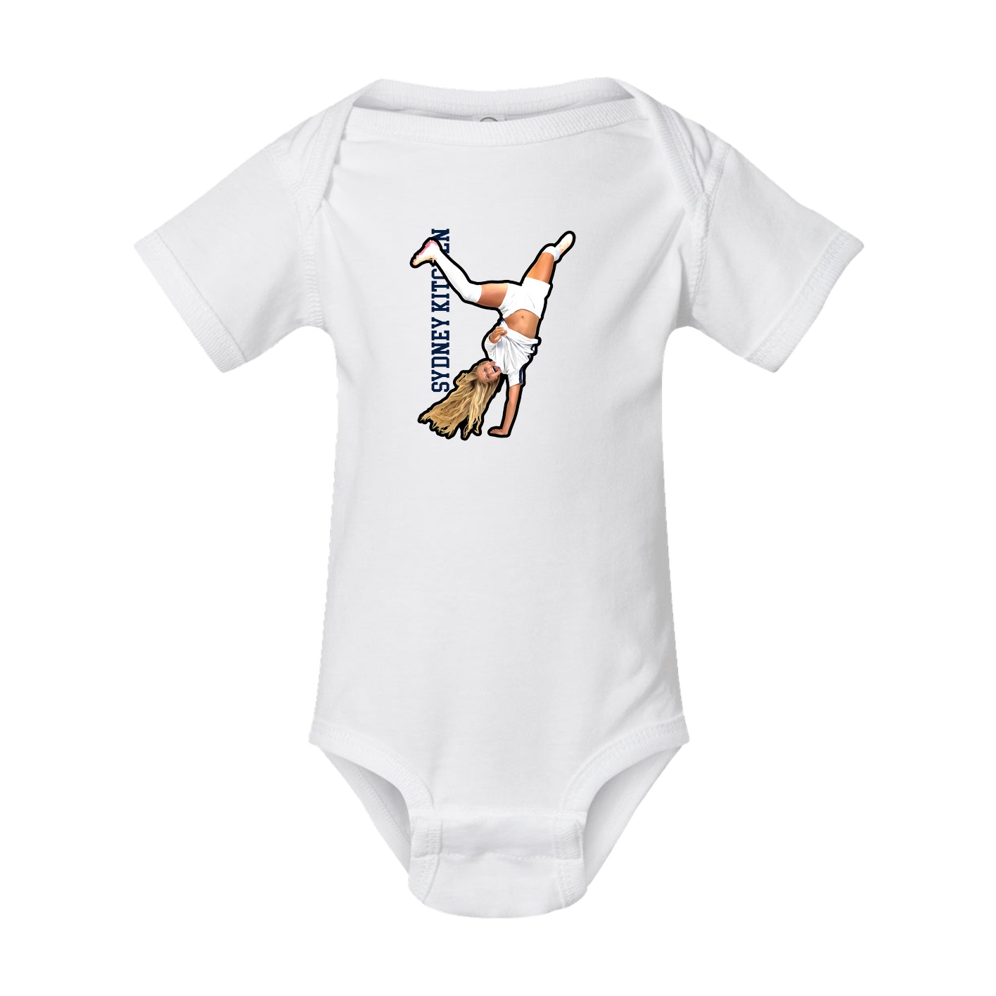 Baby Onesie — Name Vertical in White