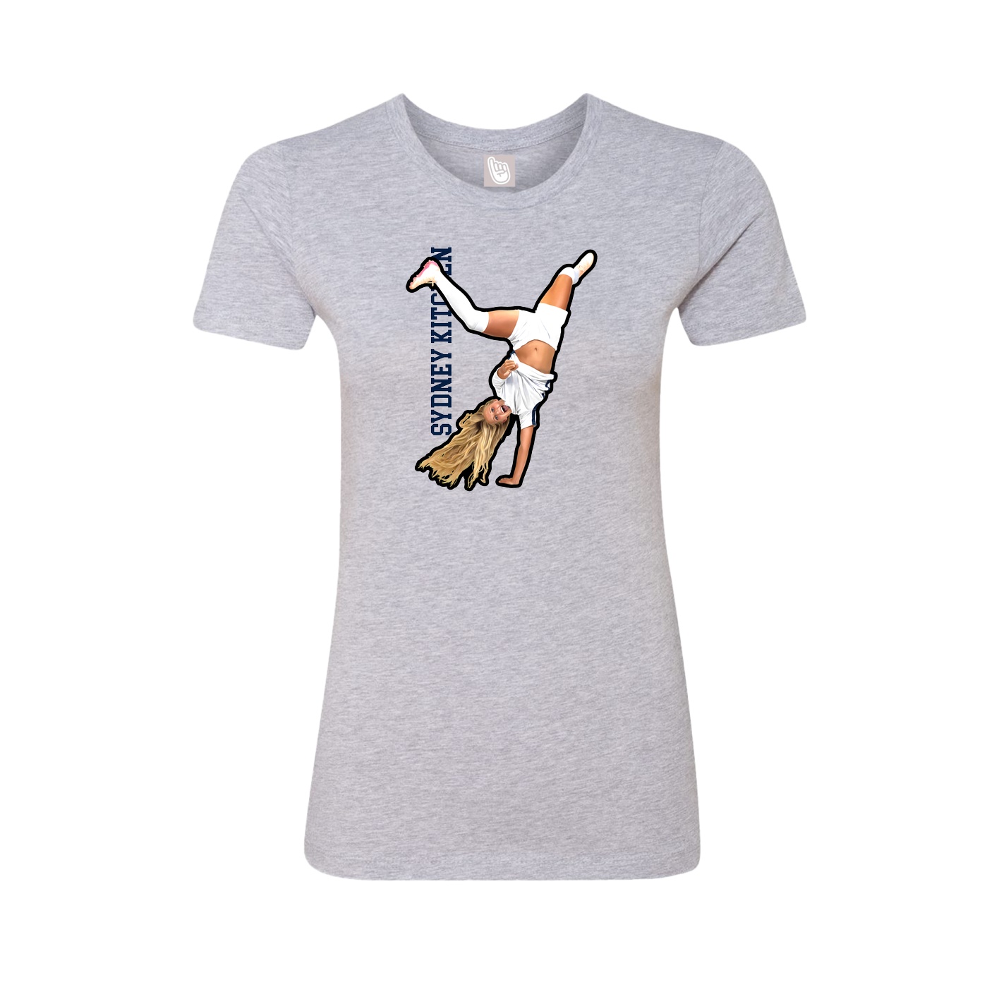 Fitted Women's Tee — Name Vertical in Grey