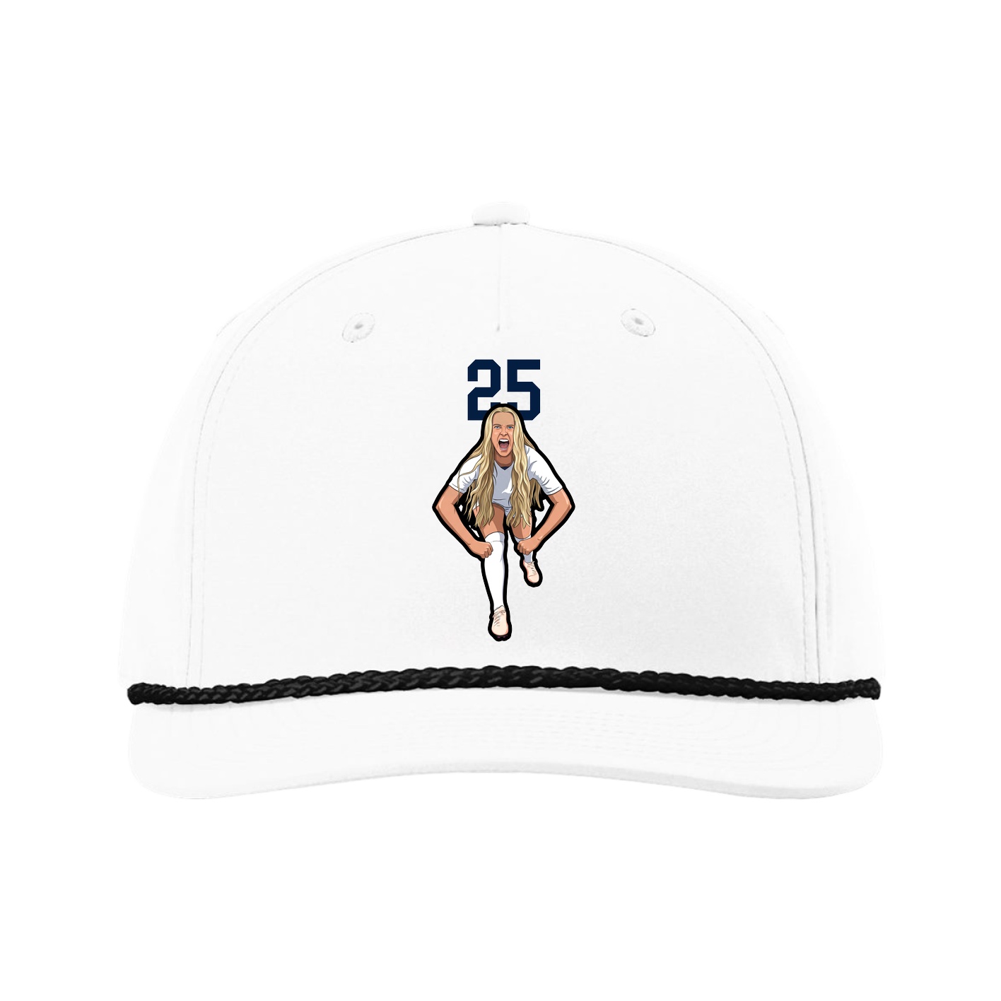 Five-Panel Classic Rope Cap — Number Top in White