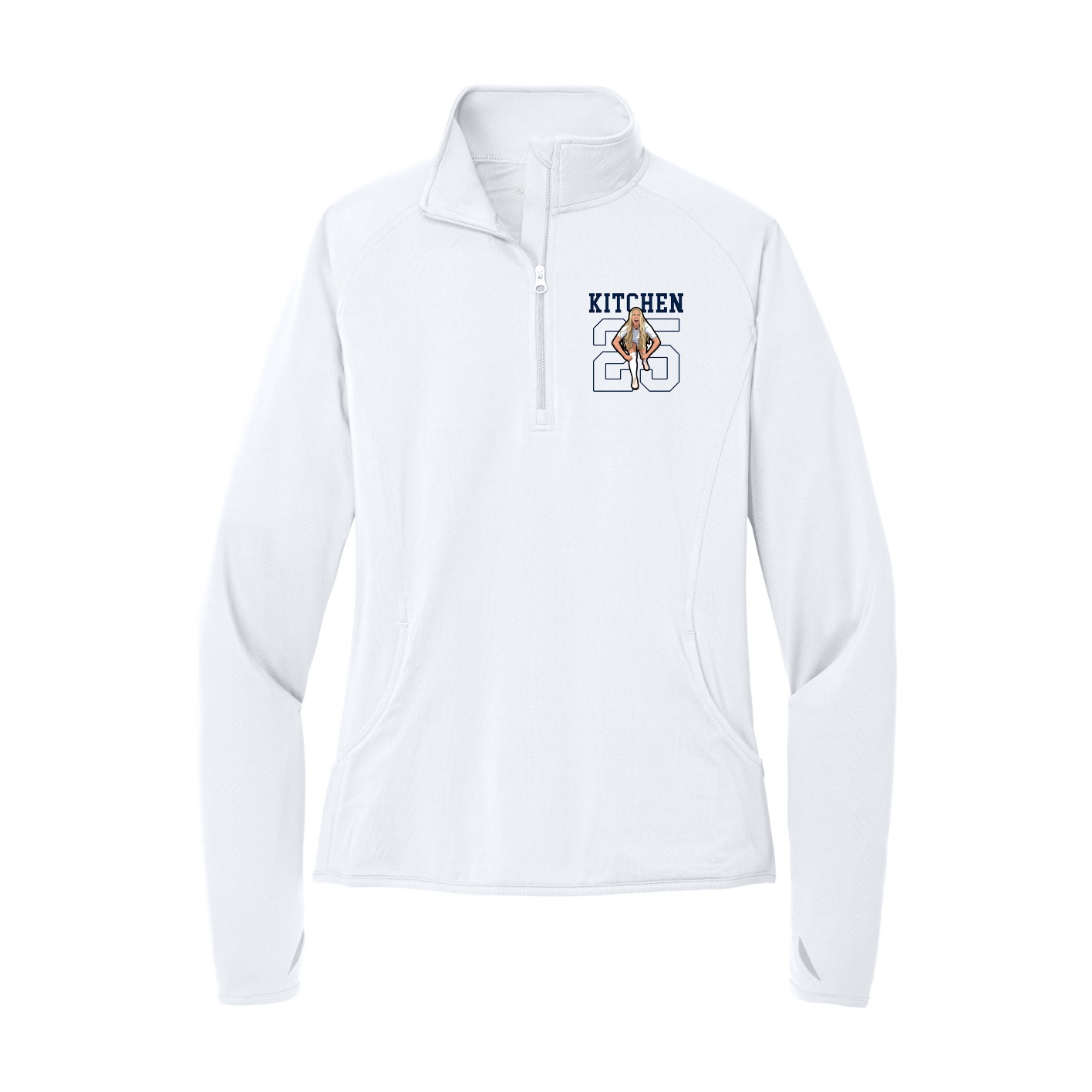 Women's Q-Zip Pullover — Shirsey in White