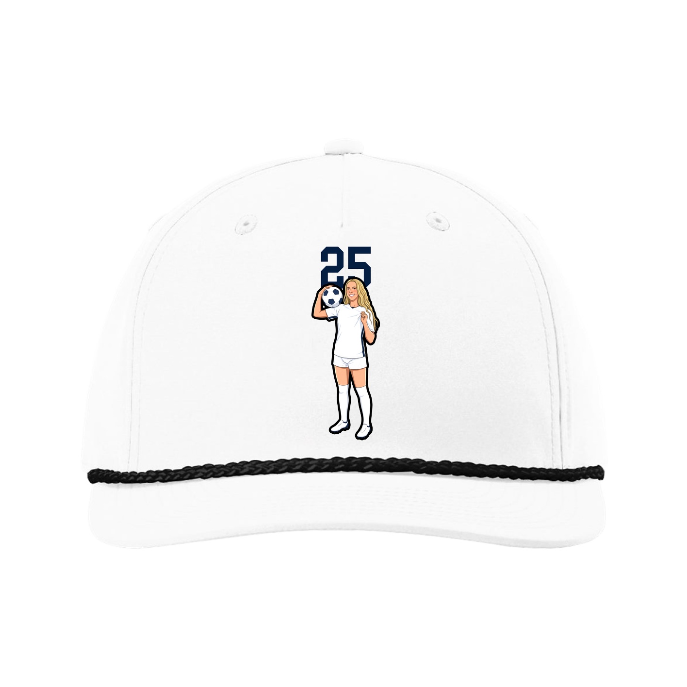 Five-Panel Classic Rope Cap — Number Top in White