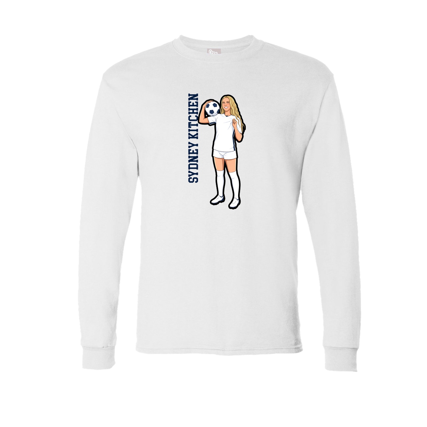 Long Sleeve Tee — Name Vertical in White