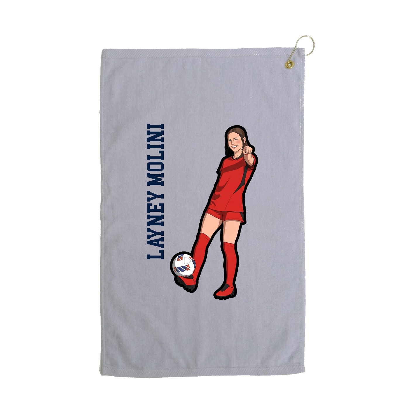Golf Towel — Name Vertical in Grey