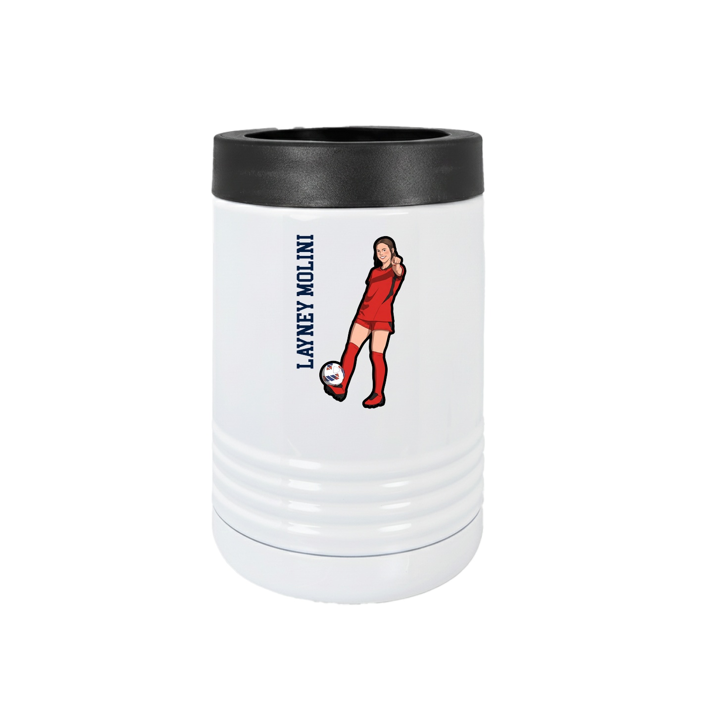Beverage Holder — Name Vertical in White