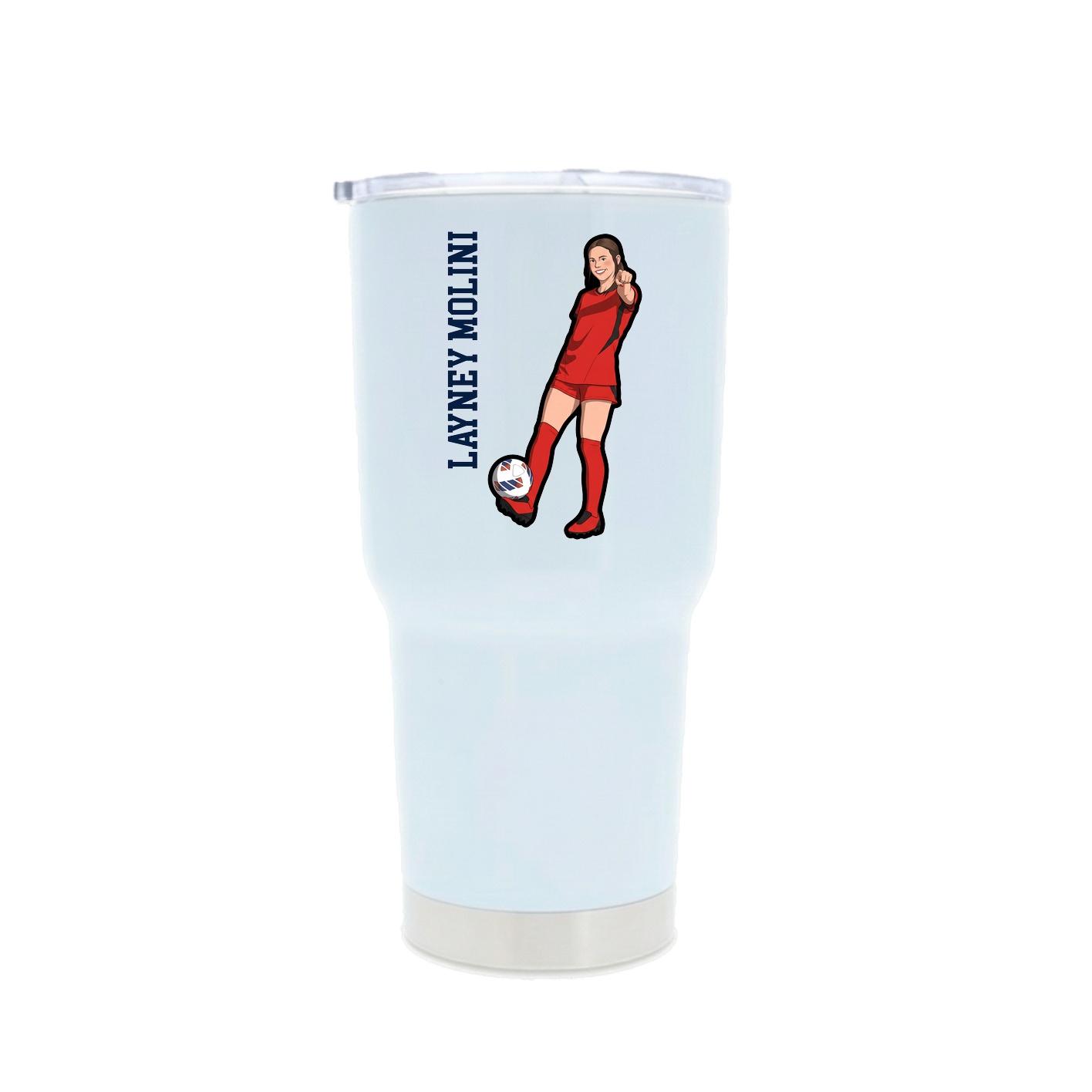30oz Stainless Steel Tumbler — Name Vertical in White
