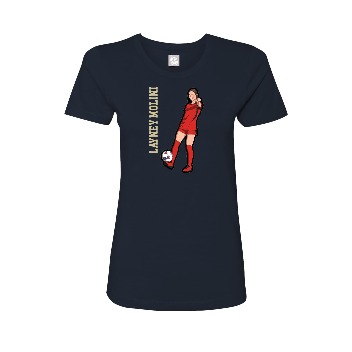 Fitted Women's Tee — Name Vertical in Navy
