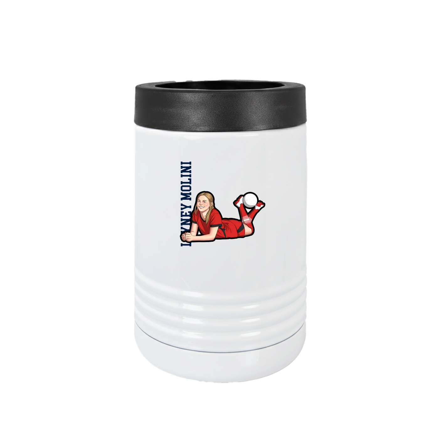 Beverage Holder — Name Vertical in White