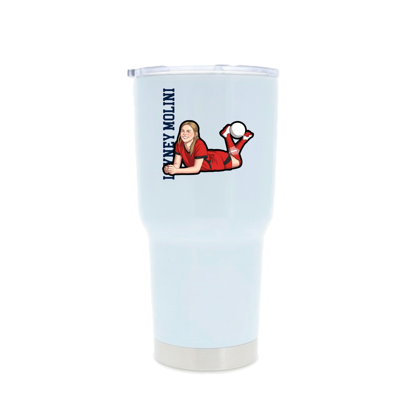 30oz Stainless Steel Tumbler — Name Vertical in White