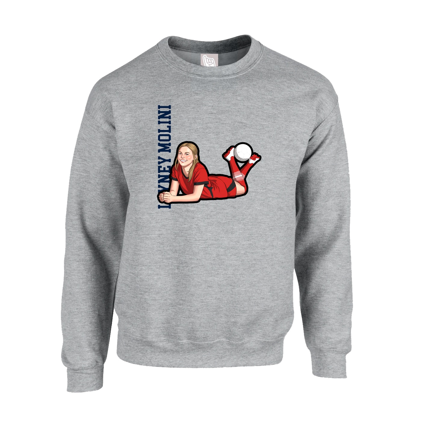 Fleece Crew — Name Vertical in Grey