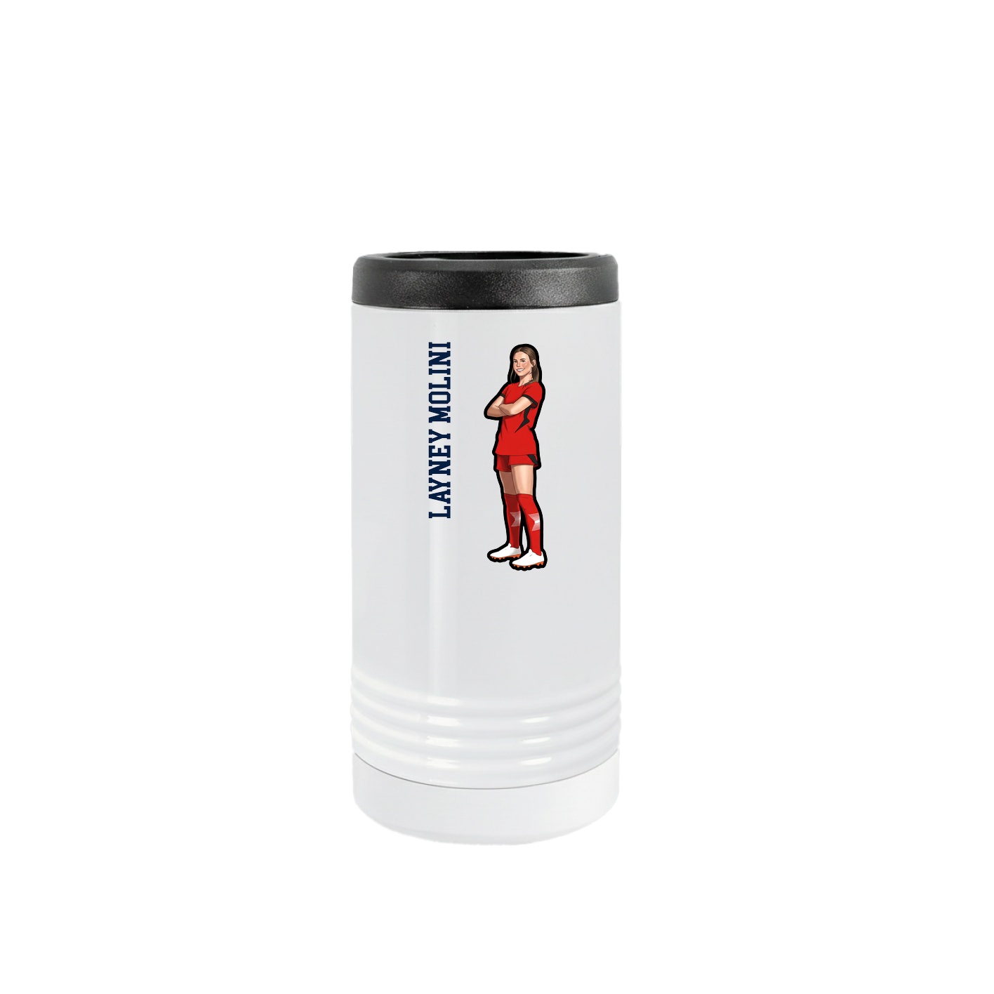 Slim Beverage Holder — Name Vertical in White
