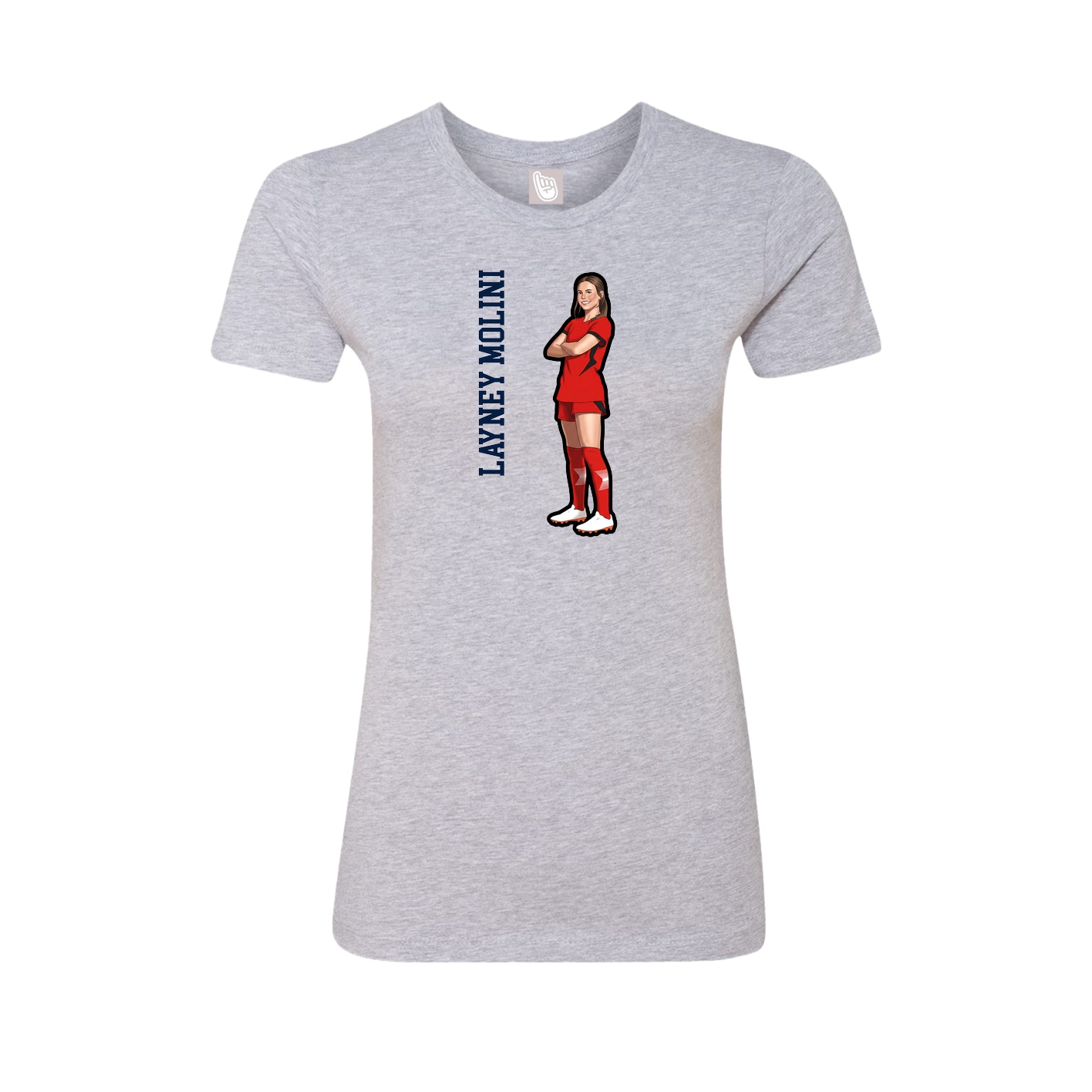 Fitted Women's Tee — Name Vertical in Grey