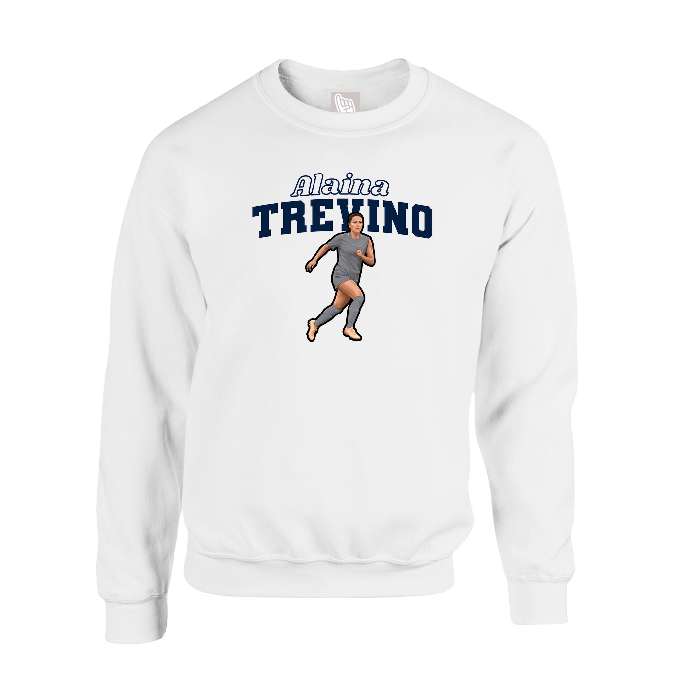 Fleece Crew — Name Arch in White