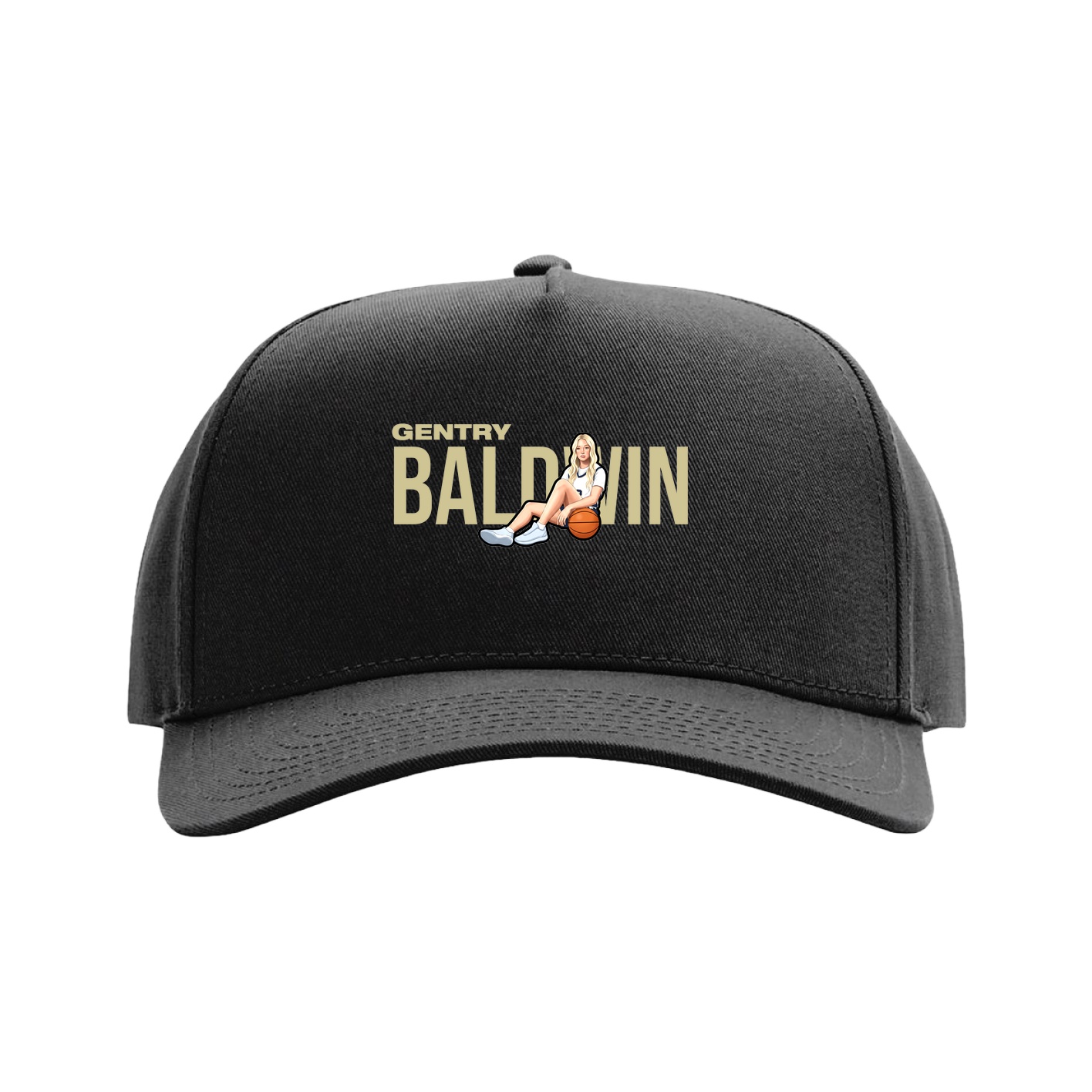 Full Fabric Five-Panel Champ Cap — Player Name in Black