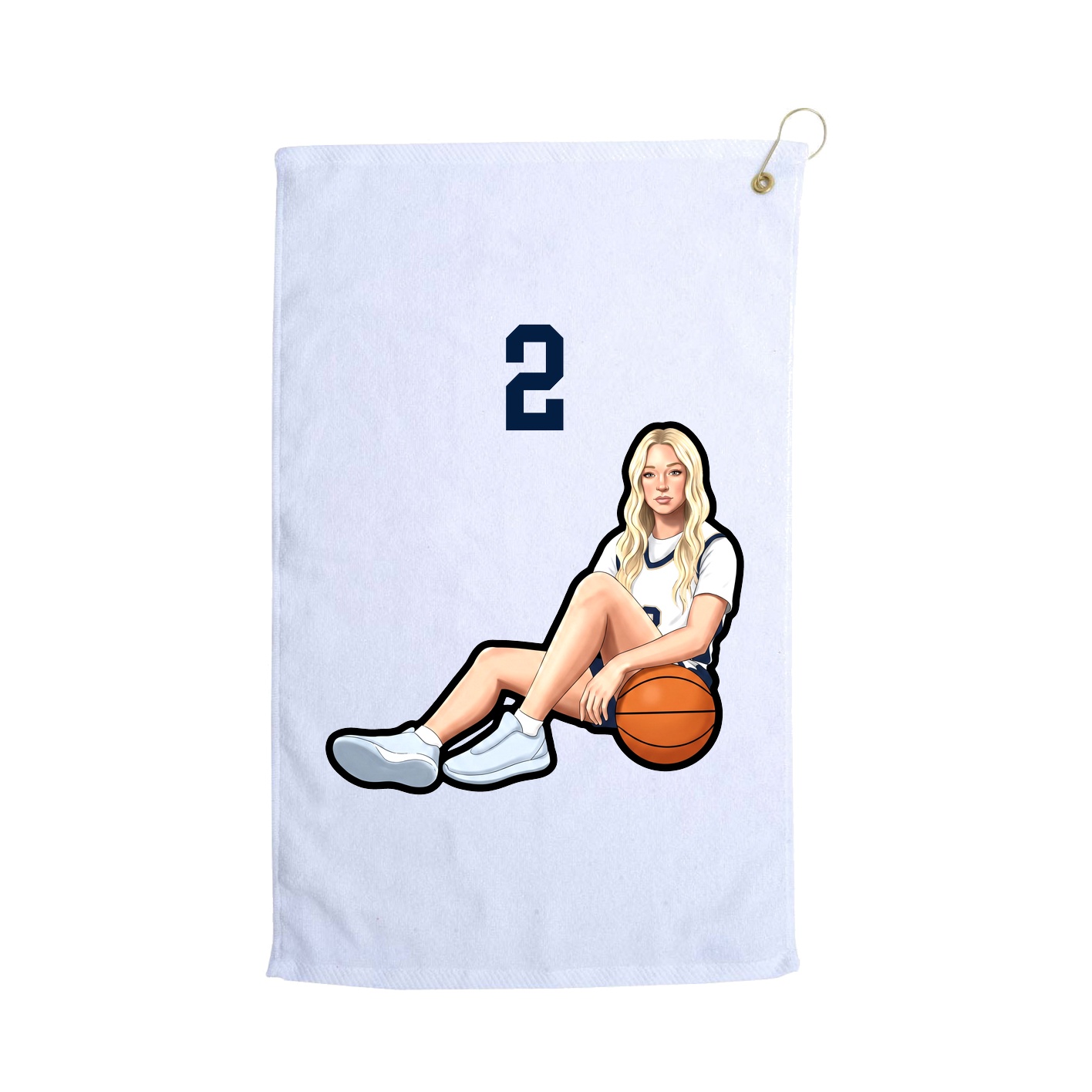 Golf Towel — Number Top in White