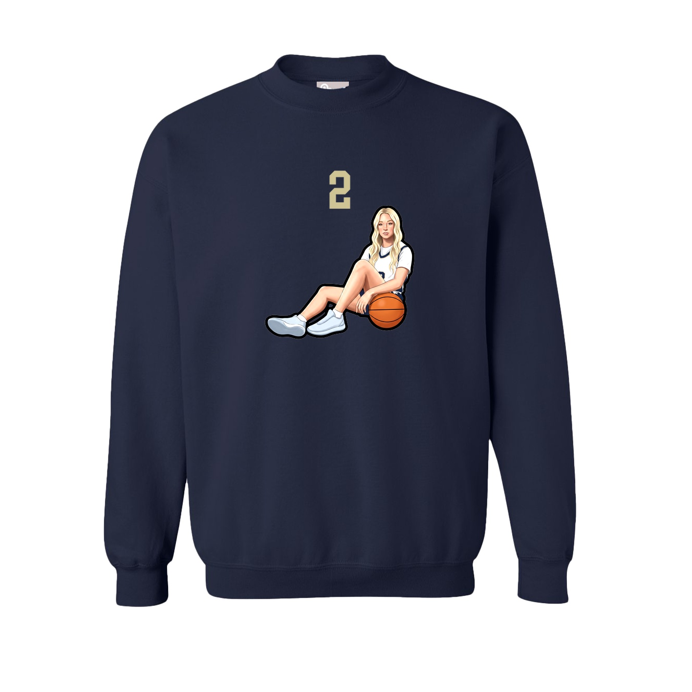 Fleece Crew — Number Top in Navy