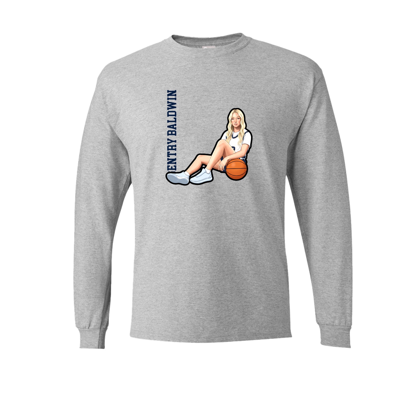 Long Sleeve Tee — Name Vertical in Grey